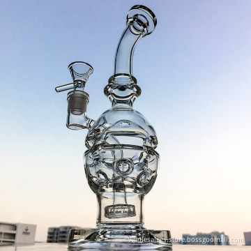 Clear Fab Egg Glass Bong Water Pipes With 14mm Bowl Piece Matrix Perc Recycler Hookahs Dab Rigs Smoking Bongs MFE01